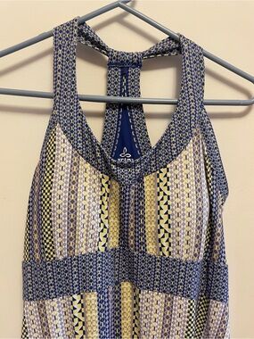 Prana Geometric Racerback Maxi Dress - Navy, Yellow & Cream (M)